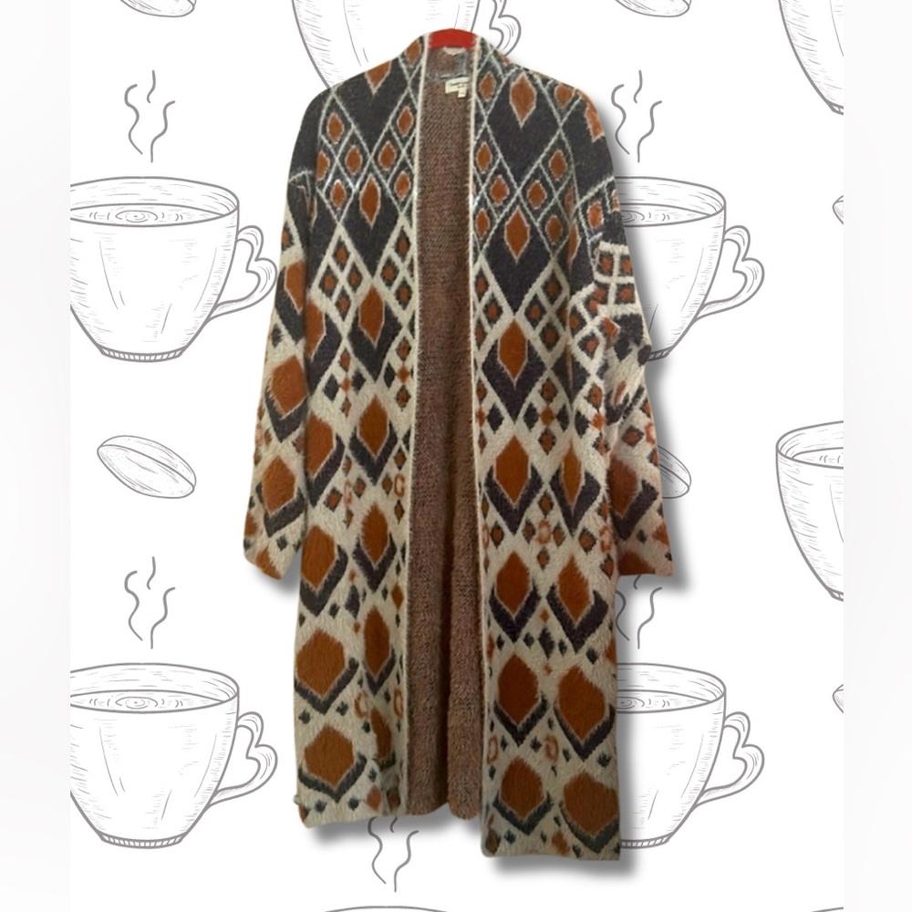 Sweet Lovely by Jen Aztec Print Long Cardigan